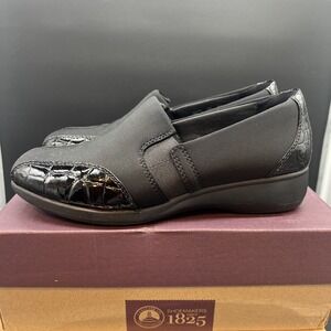 Clarks Collection Gael Rex Black Croc Print Loafer Shoes Size 7.5 M